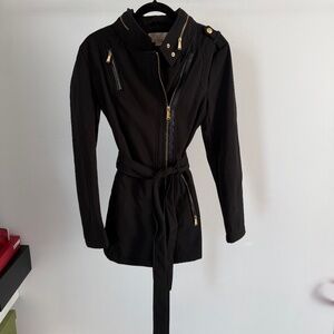 Michael Kors lined fleece jacket with gold detailing and hidden hood
